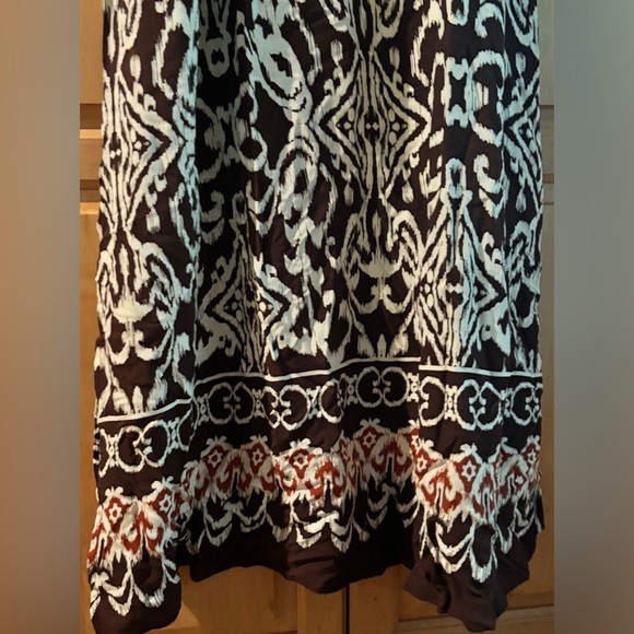 MSK dress NWT Woman’s maxi 100% rayon Java, java209 Brn/cream red border bottom - Picture 9 of 9